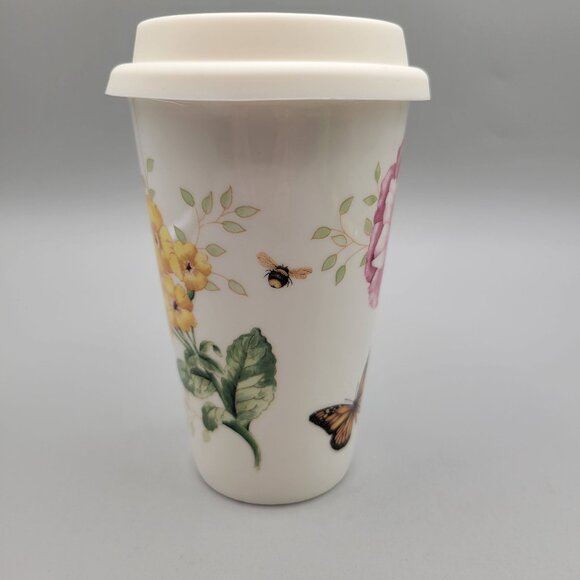 Lenox Butterfly Meadow Ceramic Travel Mug With Lid 10 fl oz - Picture 4 of 9